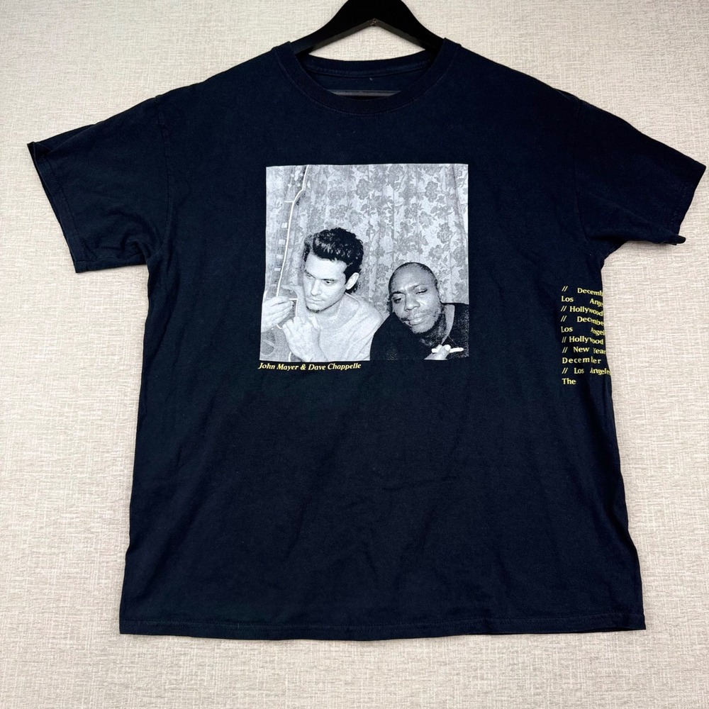 John Mayer Dave Chappelle Controlled Danger Tour T-Shirt Black Mens Large 2017